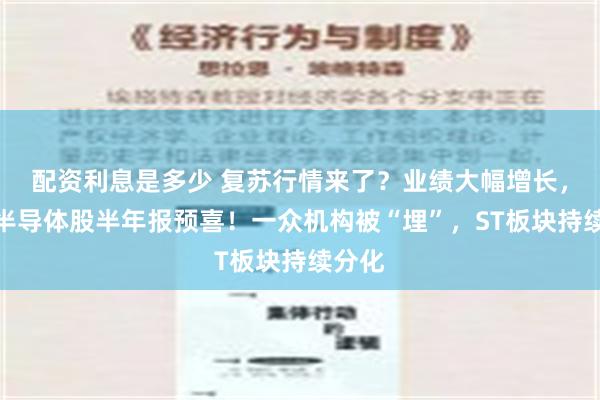 配资利息是多少 复苏行情来了？业绩大幅增长，两只半导体股半年报预喜！一众机构被“埋”，ST板块持续分化