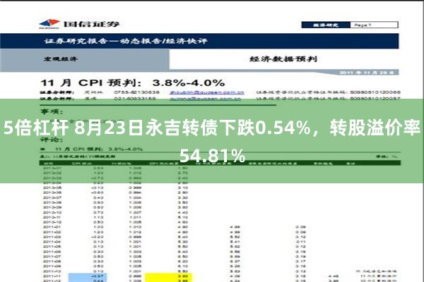 5倍杠杆 8月23日永吉转债下跌0.54%，转股溢价率54.81%